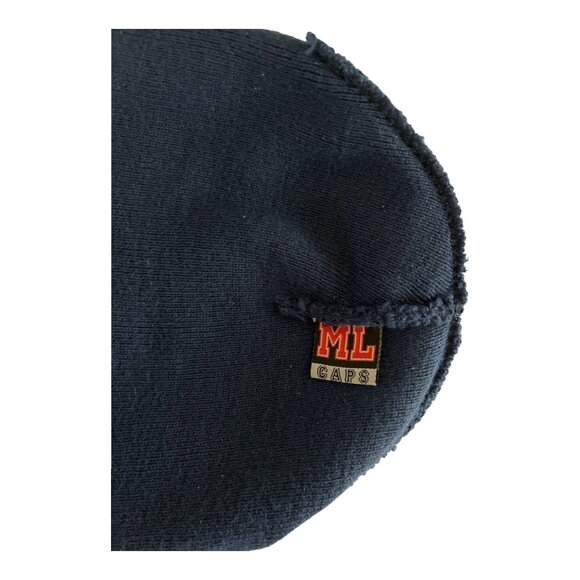 Vintage ML Caps Navy Knit Beanie with Winged Griffin Aviator Logo - Picture 3 of 3